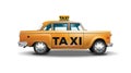 Vector graphic yellow, retro Taxi cab on white background with black Taxi sign Royalty Free Stock Photo