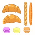 Beautiful, tasty set with french pastries. White background