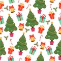 Cartoon pattern with Christmas attributes