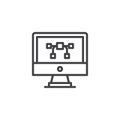 Vector graphics on computer monitor screen outline icon Royalty Free Stock Photo