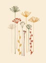 Vector graphics with hand drawn Apiaceae flowering plants. Decor printable art. Perfect for prints, cards