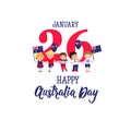 National holiday Australia Day on January 26 for the graphic design. vector graphics illustration. kids with flag