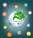 Vector graphics with the Internet cloud, the world`s repository on the planet with footnotes Royalty Free Stock Photo
