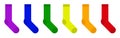 Vector graphics. Sketches of clothing and accessories, flat image. Rainbow socks. Socks for adults and children