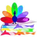 a sketchy peacock with a rainbow-colored tail Royalty Free Stock Photo