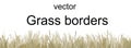 Vector Grass Border Hand Drawn Illustration, Watercolor Web Banner Boho Design Royalty Free Stock Photo