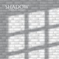 Vector gray background with transparent overlay window shadow on brick wall. Realistic soft light abstract illustration