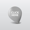 Vector gray 3D click here pointer - button.