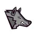 Vector head of enraged wolf isolated on the white background