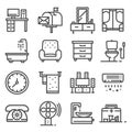 Vector gray line house furniture icons set