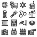 Vector gray police icons set Royalty Free Stock Photo