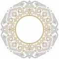 Vector gray round oriental ornament. Arabic patterned circle of Iran, Iraq, Turkey, Syria. Persian frame, border