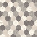 Seamless pattern with grid, crumpled, handwritten and typewriter paper polygon. Grunge scrapbook hexagon background