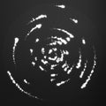 Vector grayscale glowing particles flying around the center leaving trails. Radar like monochrome background.