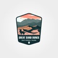 Vector of great sand dunes logo patch illustration design, us national park emblem design Royalty Free Stock Photo