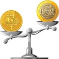 vector Greek drachma versus the euro Royalty Free Stock Photo