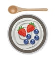 Vector greek yogurt with berries in a bowl