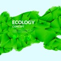 Vector green acryl painted brush triangle background. Green painted composition. Fresh natural design template. Ecology