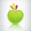 Vector green apple icon with shadow and reflection Royalty Free Stock Photo