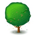 Vector green apple tree. Stylized drawing for logo design, build 2D games or postcards