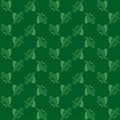 Vector green background with vintage contour birds.