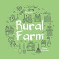 Vector green banner of linear Rural Farm Concept