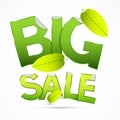 Vector Green Big Sale Sticker - Label with Leaves Royalty Free Stock Photo