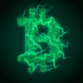 Vector green Bitcoin symbol constructed with flowing binary numbers. Bitcoin, blockchain transfer. Computer code Royalty Free Stock Photo