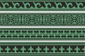 Vector green and black seamless Kazakh national ornament.