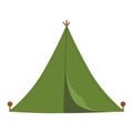 Vector green camping tent. Forest teepee icon isolated on white background. Nature outdoor travel equipment. Flat canopy