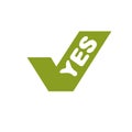 Vector green checkbox with yes word.