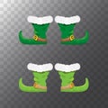 Vector green cartoon christmas elf shoes collection icon isolated on transparent background. vector funky green cartoon Royalty Free Stock Photo