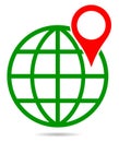 Vector green color globe with pointer map pin navigation Royalty Free Stock Photo