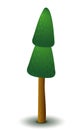 Vector green coniferous tree. Game UI flat. Stylized spruce for logo design, build 2D games or postcards