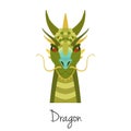 Vector Green dragon face isolated. Animal of Chinese zodiac symbol