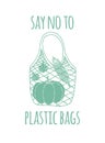 Vector green eco bag no to plastic bag lettering