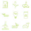 Vector green eco icons set. Royalty Free Stock Photo