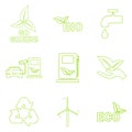 Vector green eco icons set. Royalty Free Stock Photo