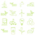 Vector green eco icons set. Royalty Free Stock Photo