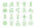 Vector green ecology nature filled outline icon set