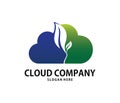 Vector green energy sprout cloud online cloud storage logo design