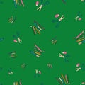 Vector Green Felt Pens and colored pencils background pattern Royalty Free Stock Photo