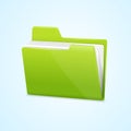 Vector Green file folder icon isolated on blue