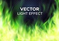 Vector green fire flames on transparent background Royalty Free Stock Photo