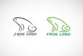 Vector of green frogs and black frog on white background. Amphibian. Animal. Frog logo or Icon. Easy editable layered vector