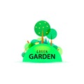 Vector green garden logo, illustration. Royalty Free Stock Photo
