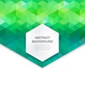 Vector green geometric layout template on white background with space in hexagon.