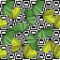 Vector. Green ginkgo leaf. Seamless background pattern. Fabric wallpaper print texture on white background. Royalty Free Stock Photo