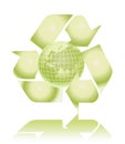 Vector green globe with recycling sign