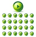 Vector GREEN Glossy Icon Set for Web Applications Royalty Free Stock Photo